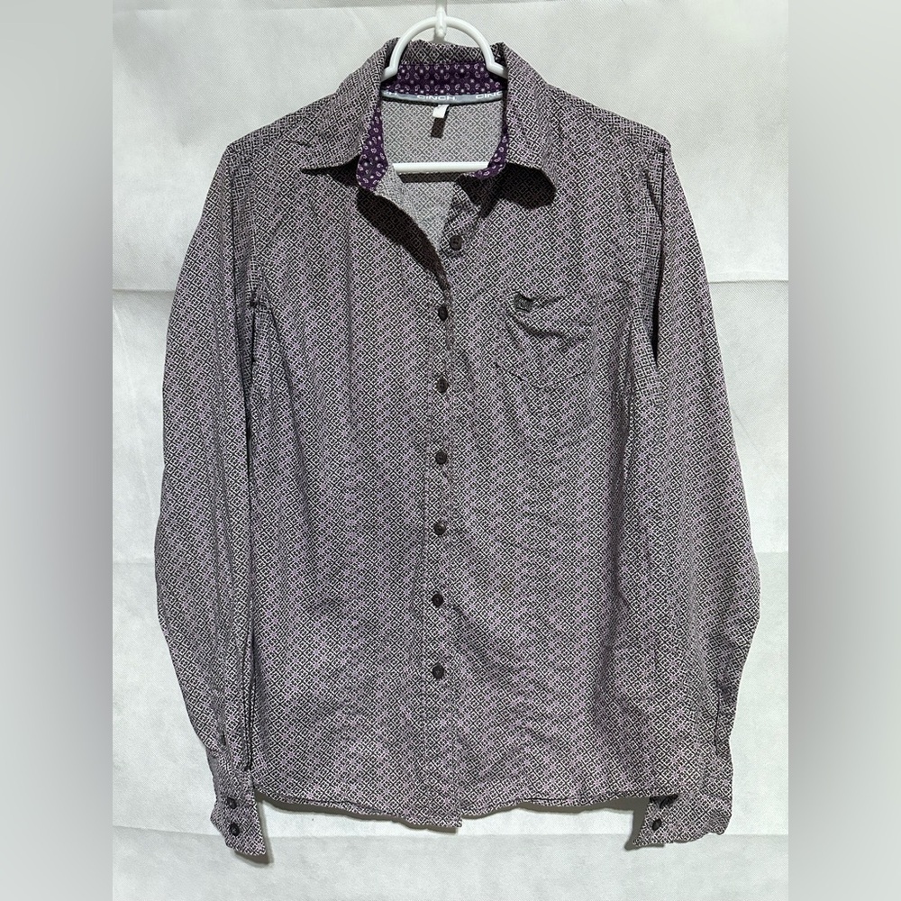 Cinch Womens M Button Down Western Shirt Long Sleeve Purple Geo Print MSW9165017